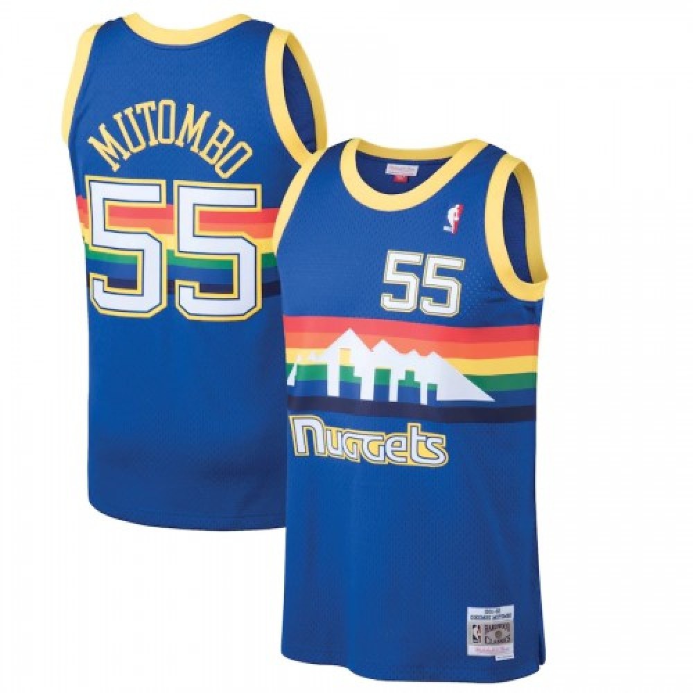 Men's Denver Nuggets Dikembe Mutombo #55 Blue 91-92 Hardwood Classics Swingman Jersey-Pro Kit Vault | Brand New 26/27 Sports Jerseys